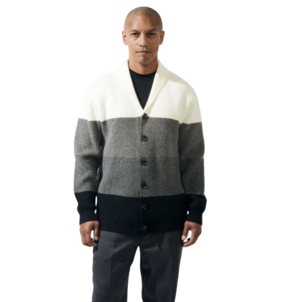 Silversilk Men's Ultra Soft Striped Button Front Cardigan Sweater NWT Size XXL